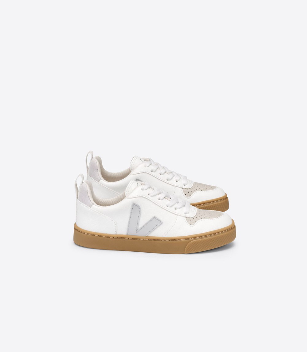 Tenis Veja Niños - V-10 Lace Cwl - Blancos/Beige - 698OVIGDW